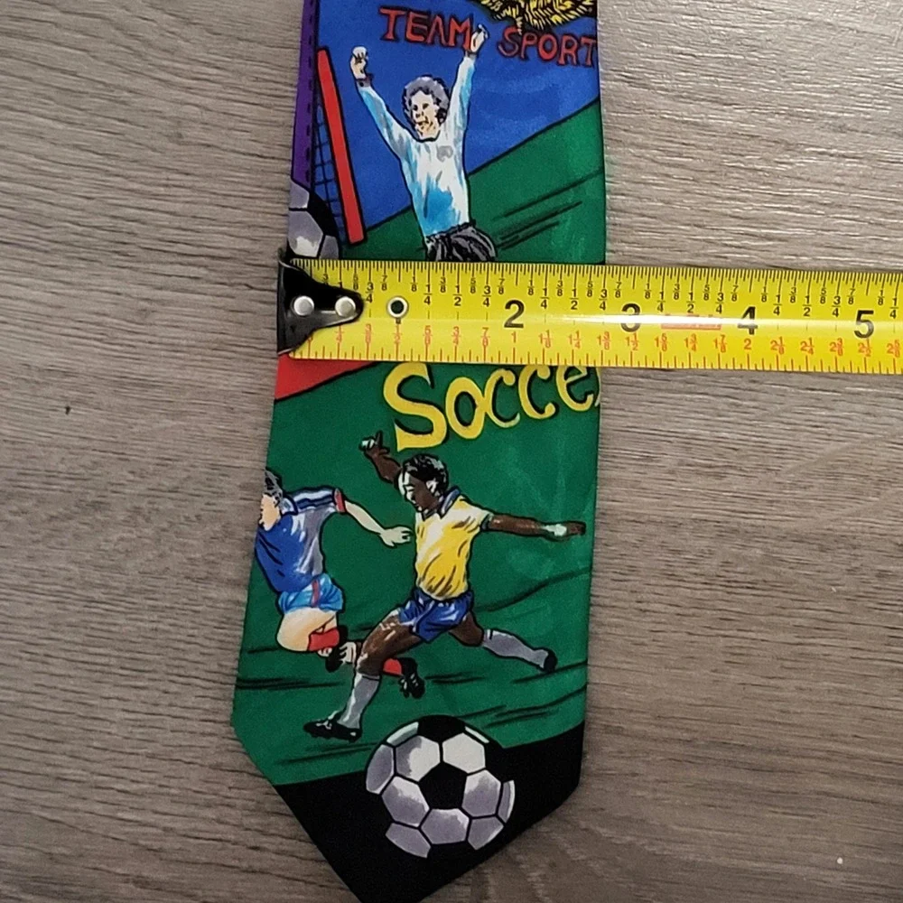 Vintage Kids Soccer Sport Novelty Necktie Black Multi Color Graphic Andaloro